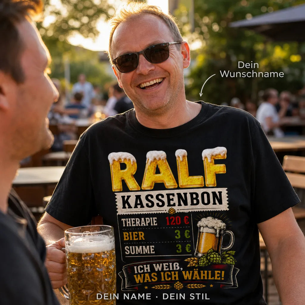 Personalisiertes Bier T-Shirt mit Namen - Ich weiß, was ich wähle!