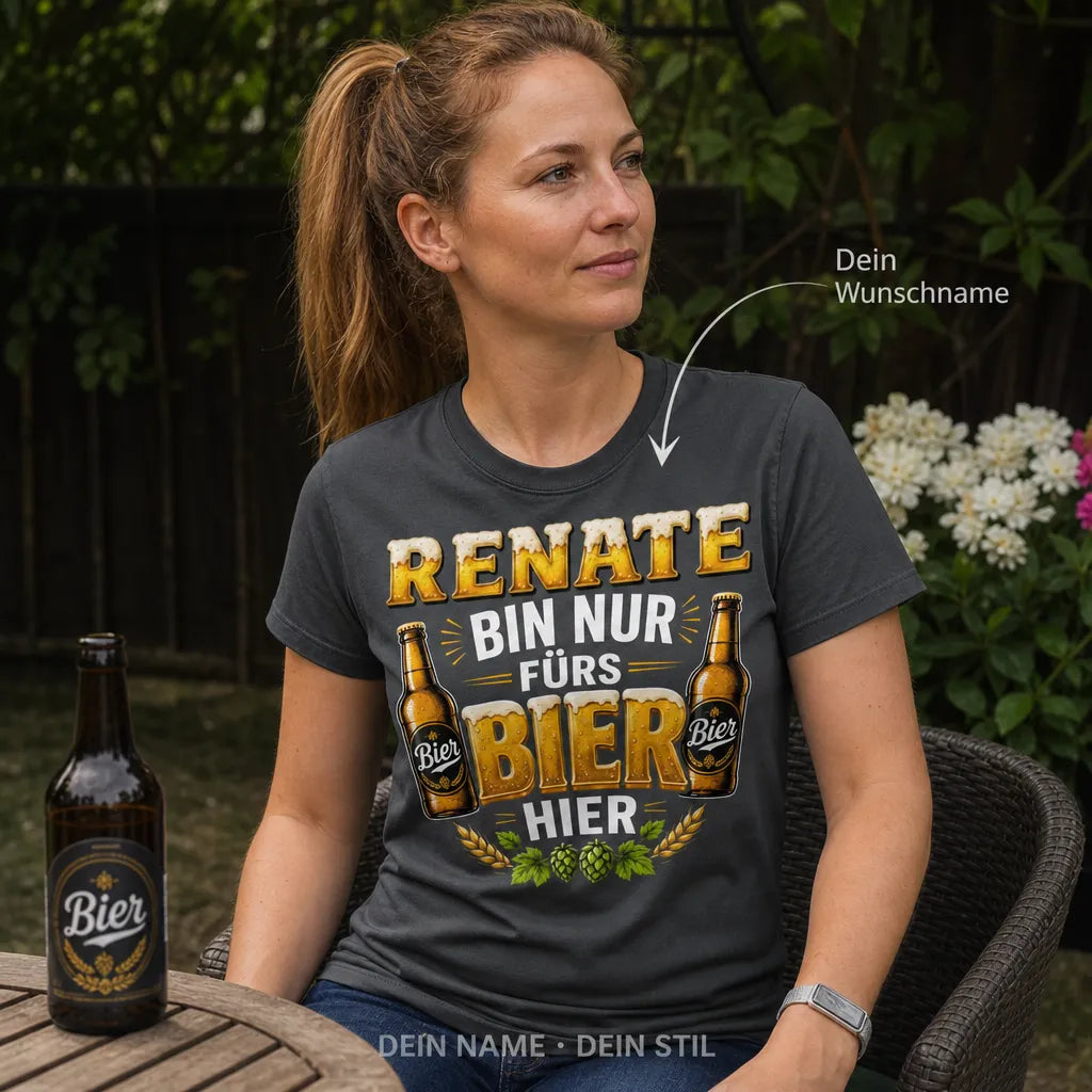 Personalisiertes Bier T-Shirt mit Namen - Kein Therapeut, nur Bier