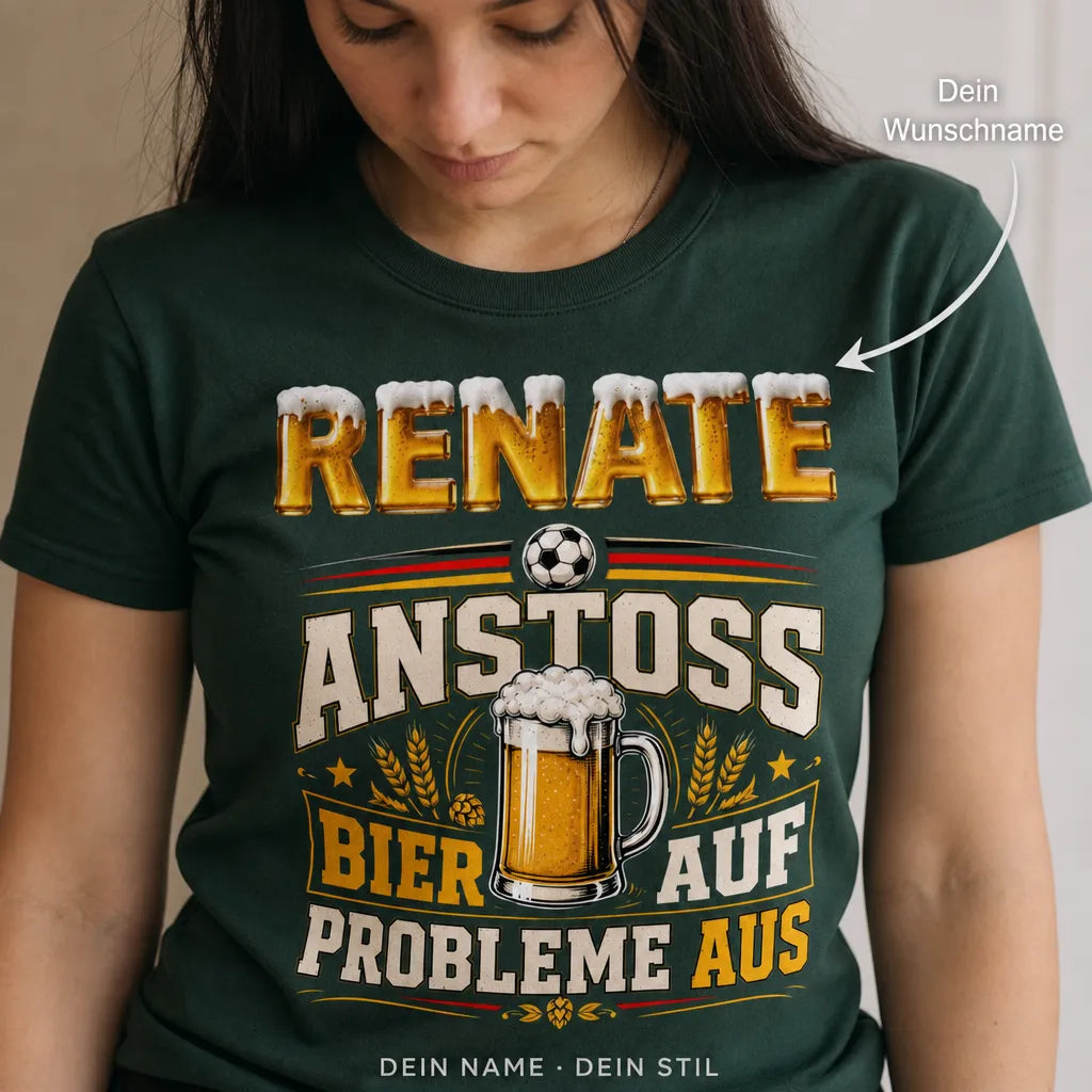 Personalisiertes Bier Fußball T-Shirt mit Namen - Mein Trainingsplan ist klar