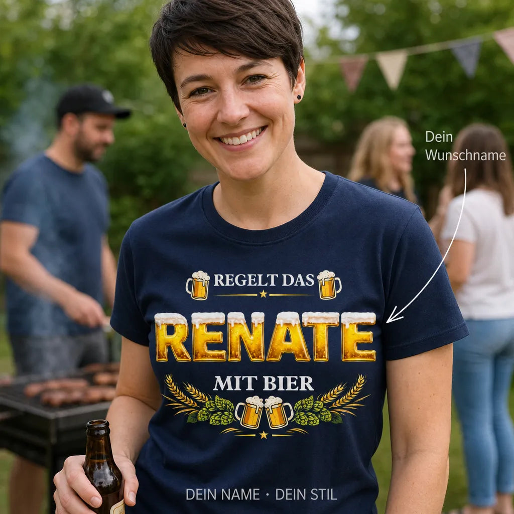 Personalisiertes Bier T-Shirt mit Namen - Natur trifft Biergenuss