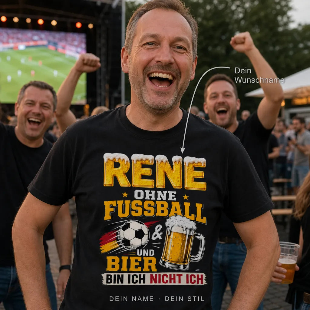 Personalisiertes Fußball Bier T-Shirt mit Namen - Ohne beides nicht ich