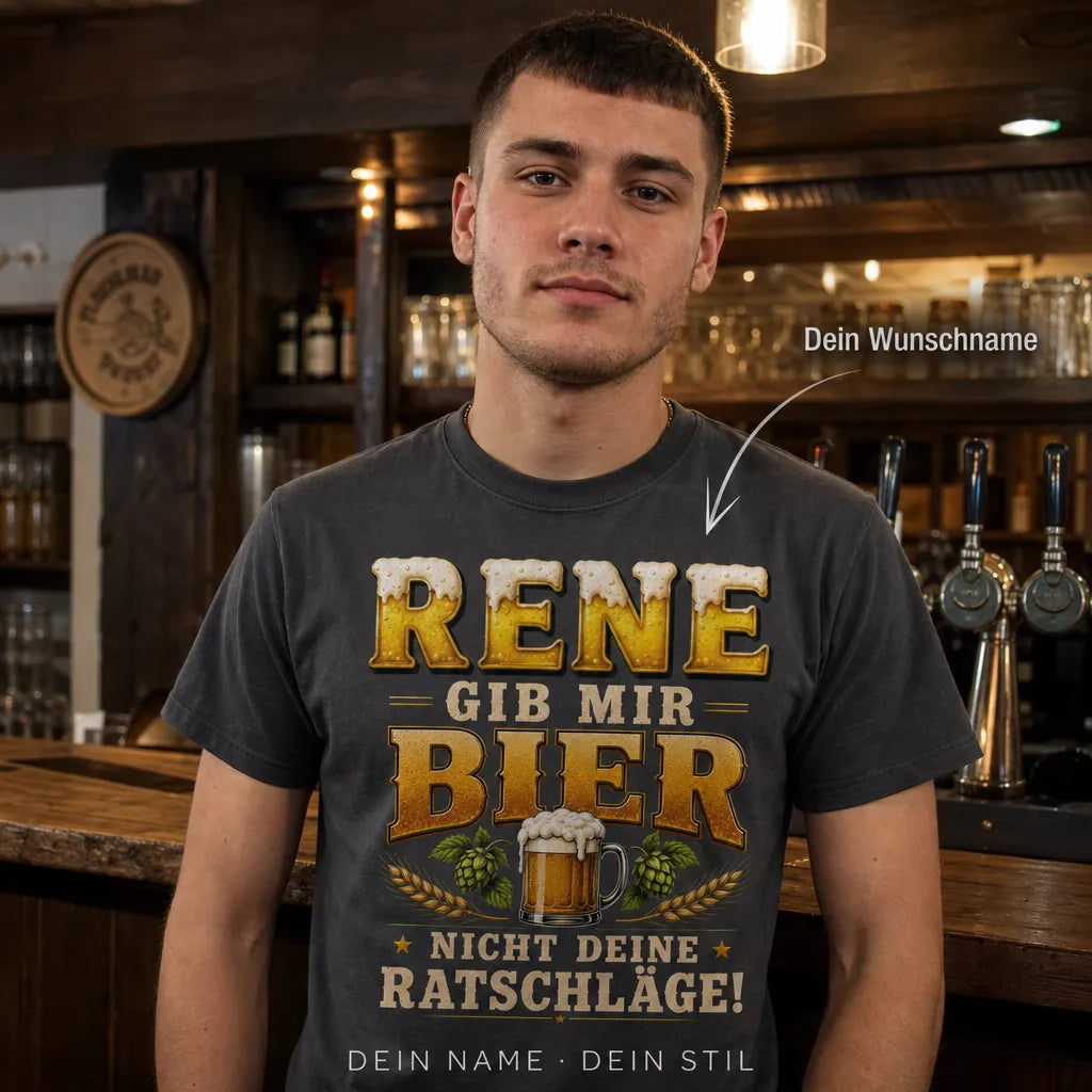 Personalisiertes Bier T-Shirt mit Namen - Aktuelle Stimmung braucht Bier