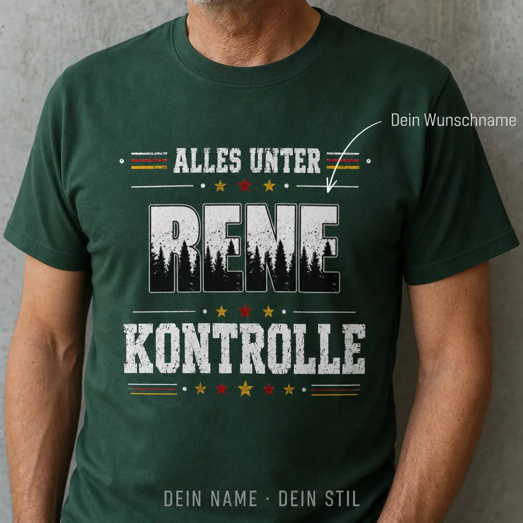 Personalisiertes Spruch T-Shirt mit Namen - Bleib Ruhig, kein Stress
