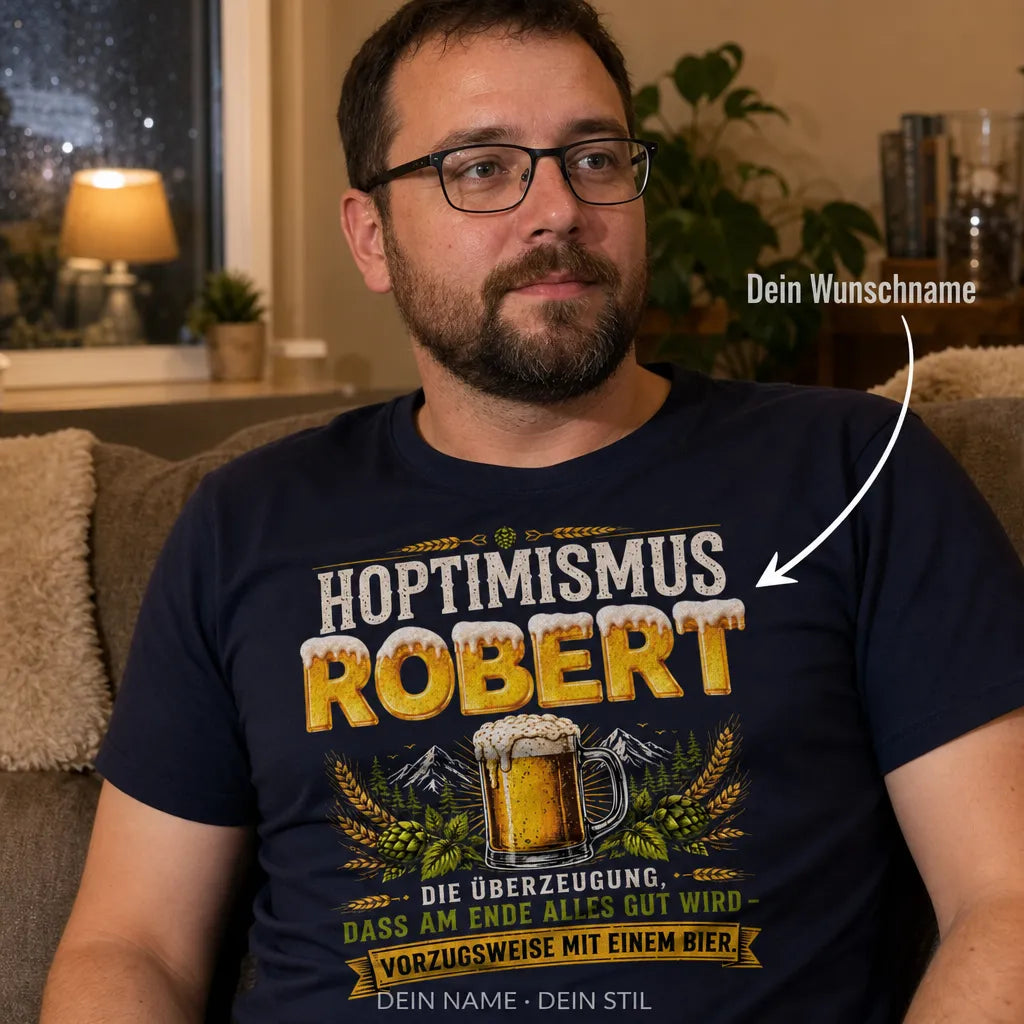 Personalisiertes Bier T-Shirt mit Namen - Alles wird gut mit Bier