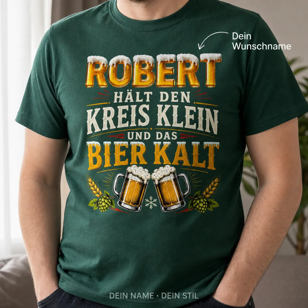 Personalisiertes Bier T-Shirt mit Namen - Kein Therapeut, nur Bier