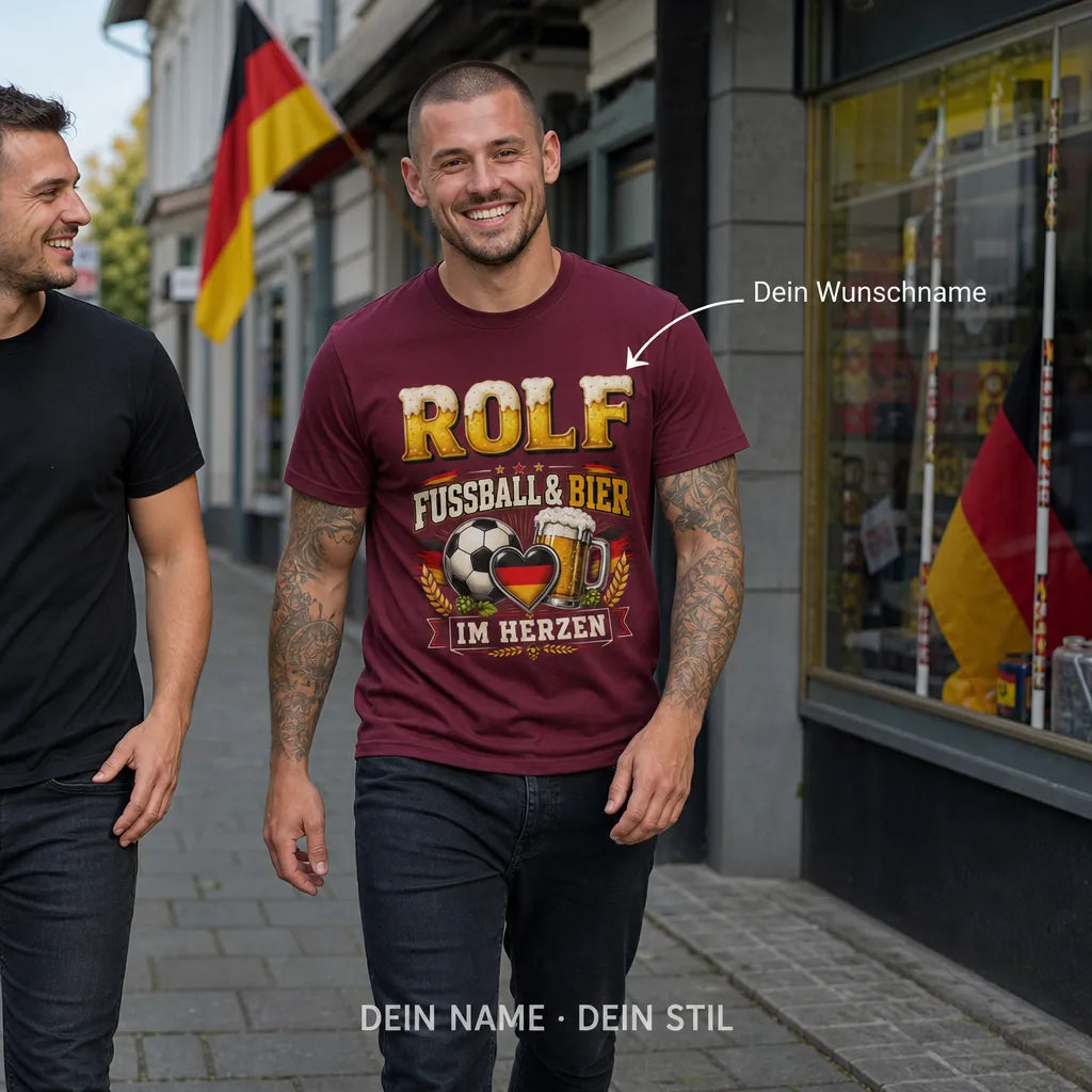 Personalisiertes Fußball Bier T-Shirt mit Namen - Deutschland, das bin ich