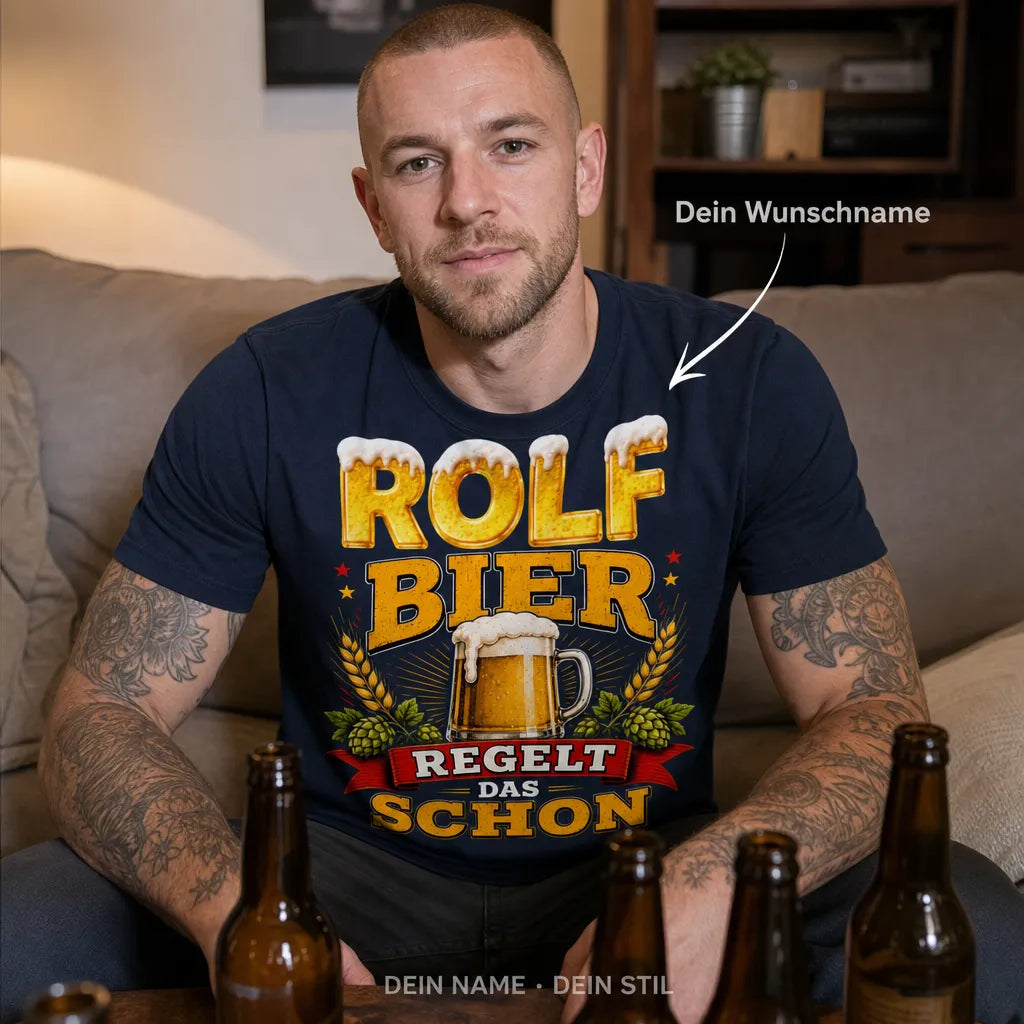 Personalisiertes Bier T-Shirt mit Namen - Bier regelt das schon