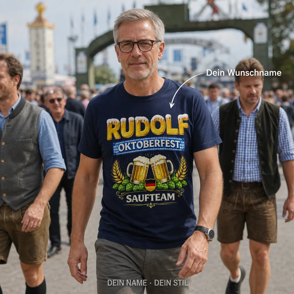 Personalisiertes Oktoberfest T-Shirt mit Namen - Für das beste Saufteam