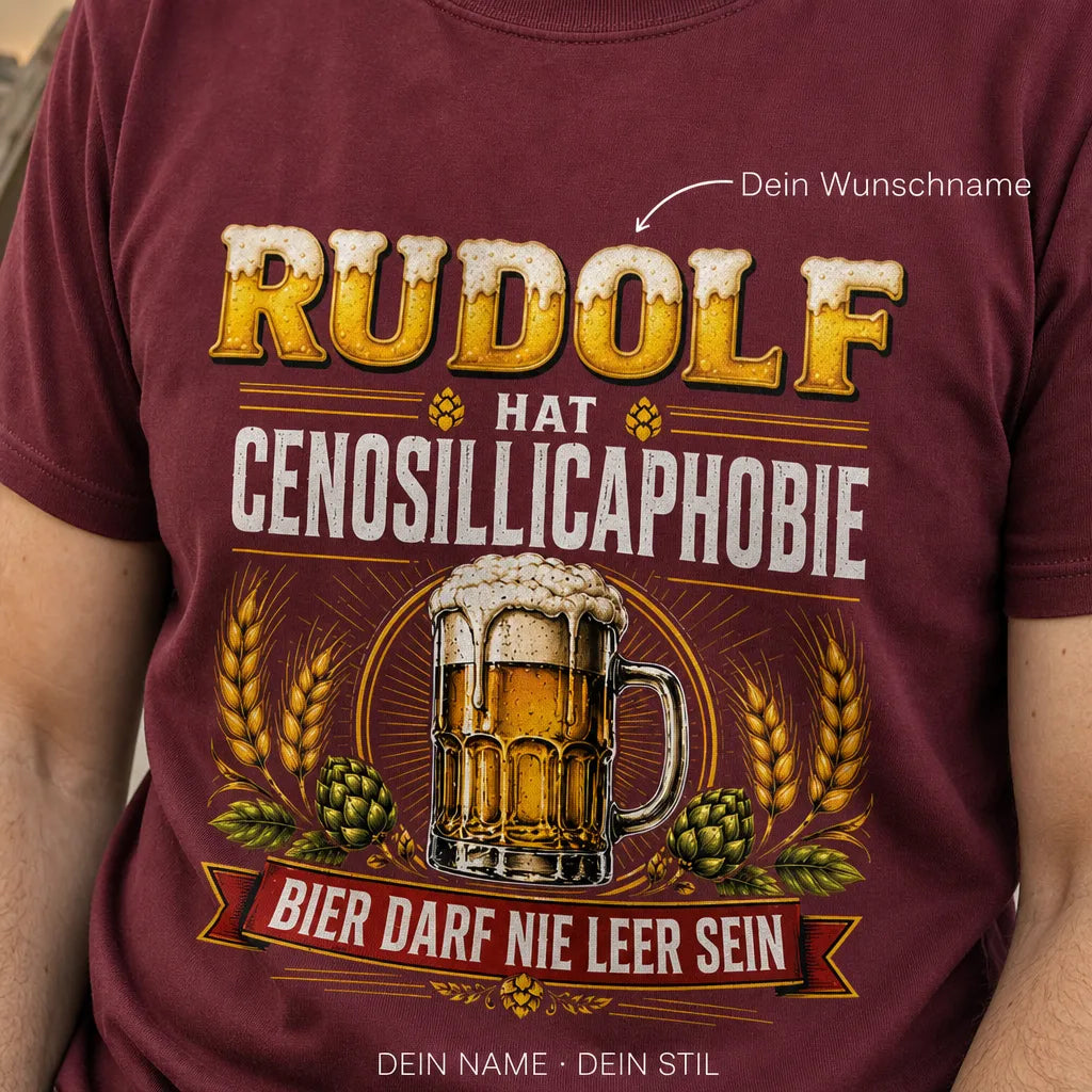 Personalisiertes Bier T-Shirt mit Namen - Mit Bier behandeln
