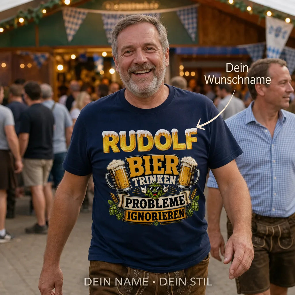 Personalisiertes Bier T-Shirt mit Namen - Probleme einfach ignorieren