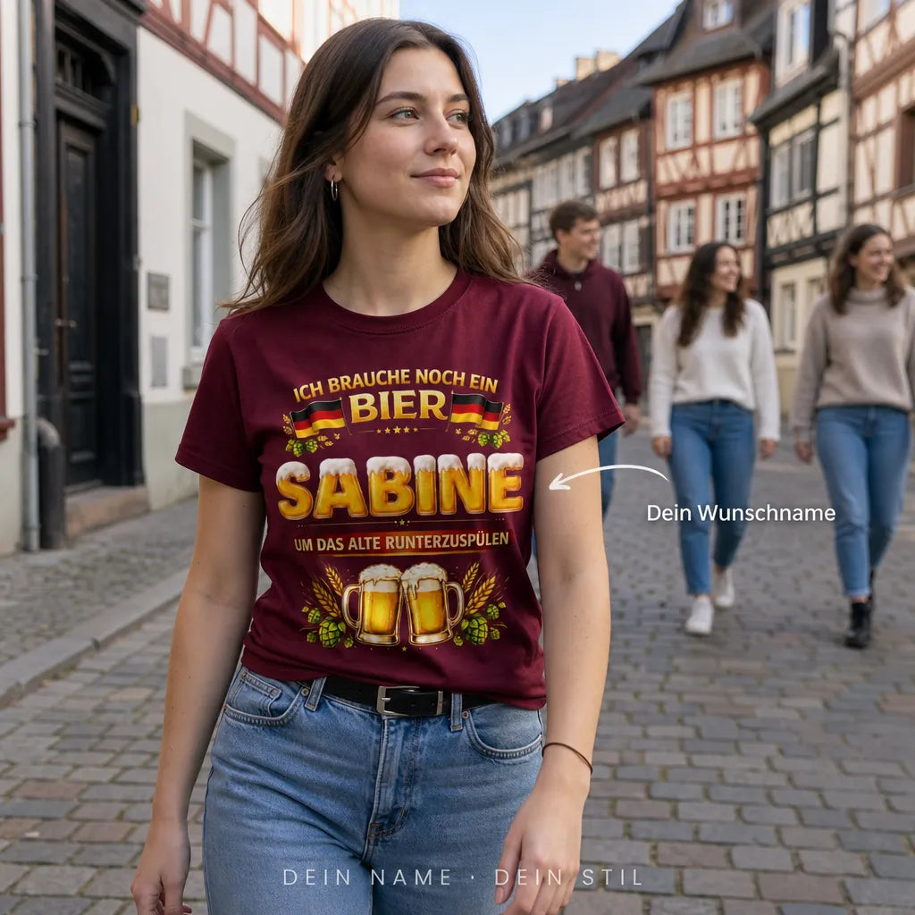 Personalisiertes Motorrad Bier T-Shirt mit Namen - Fahren, Trinken, Schlafen