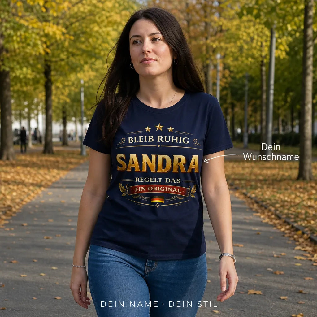 Personalisiertes Original T-Shirt mit Namen - Bleib ruhig, ich regel das
