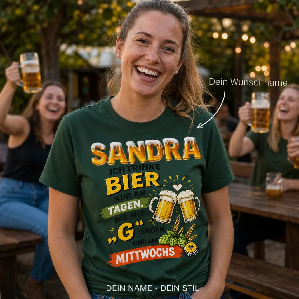 Personalisiertes Bier T-Shirt mit Namen - Ich glaub ich trink noch eins