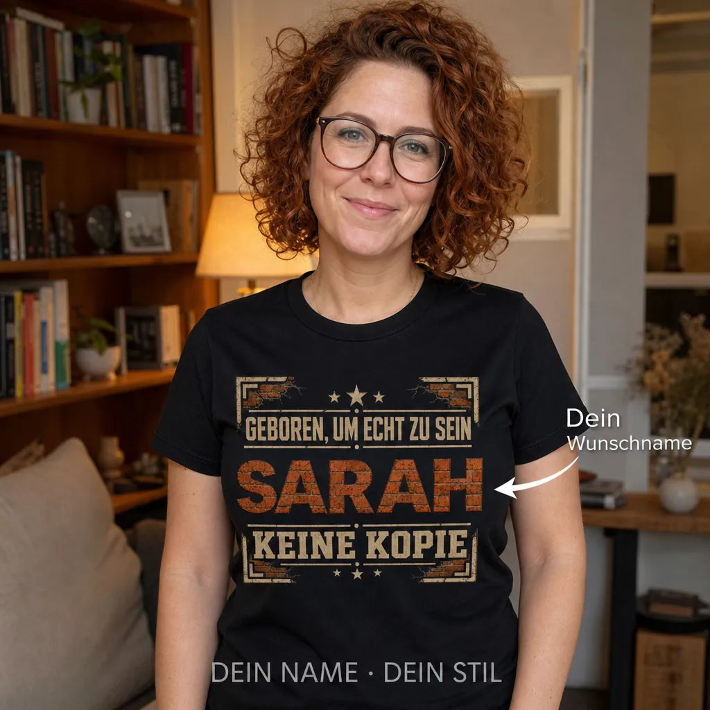 Personalisiertes Original T-Shirt mit Namen - Geboren, um echt zu sein