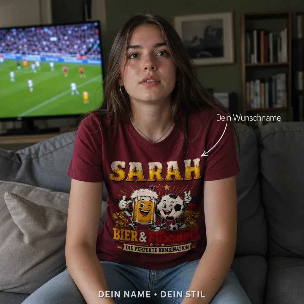 Personalisiertes Fußball Bier T-Shirt mit Namen - Anstoss, Probleme aus!