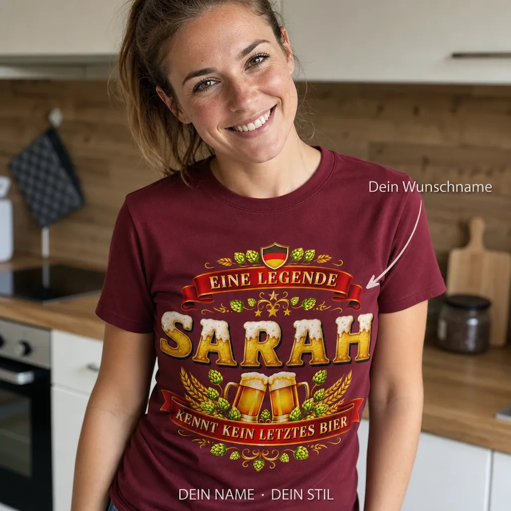 Personalisiertes Bier T-Shirt mit Namen - Gute Laune gesponsert von Bier