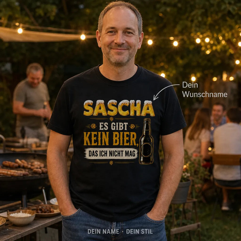 Personalisiertes Bier T-Shirt mit Namen - Kein Bier mag ich nicht