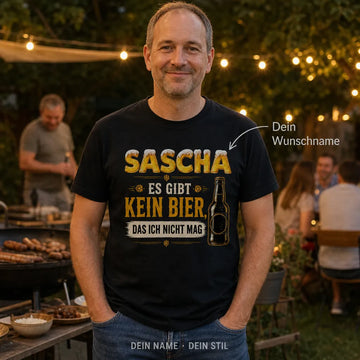 Personalisiertes Bier T-Shirt mit Namen - Kein Bier mag ich nicht