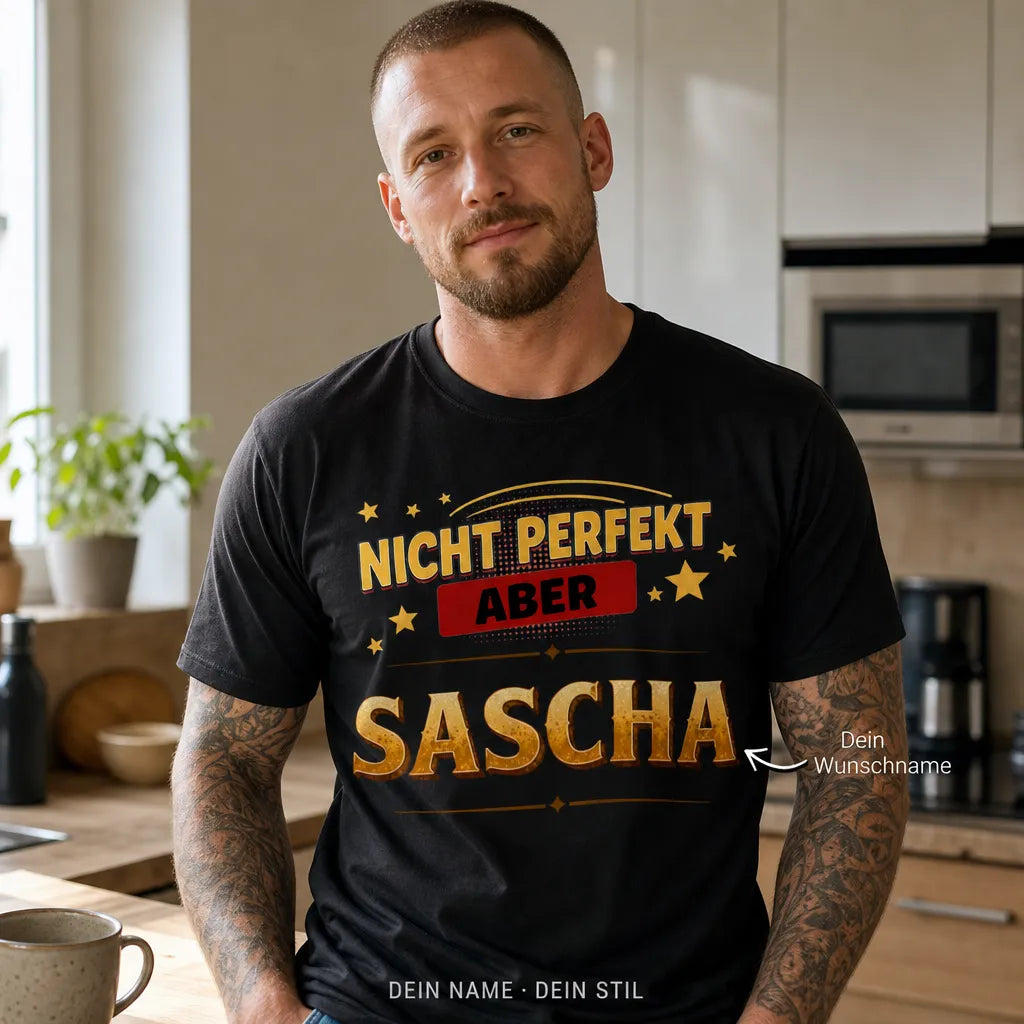 Personalisiertes Humor T-Shirt mit Namen - Nicht perfekt, aber einzigartig