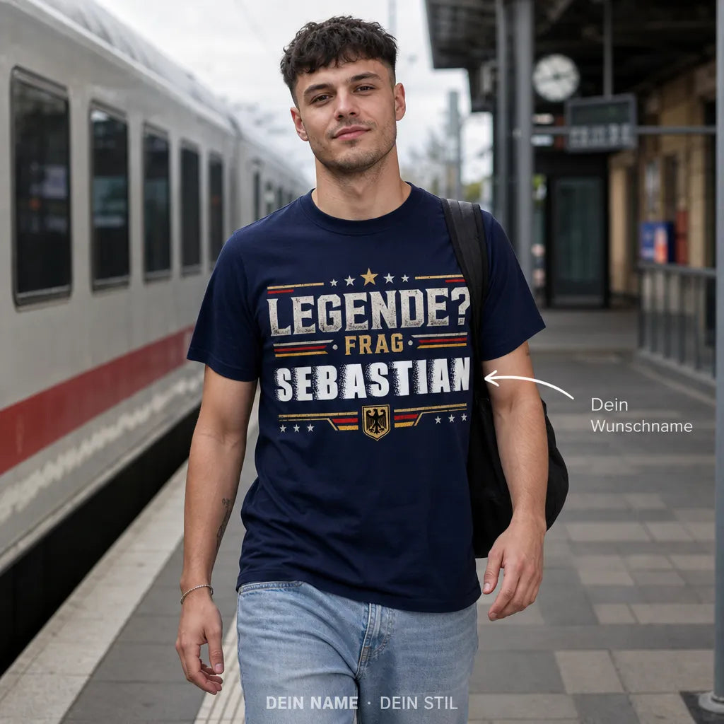 Personalisiertes Legende Deutschland T-Shirt mit Namen - Frag mich, ich bin die Legende