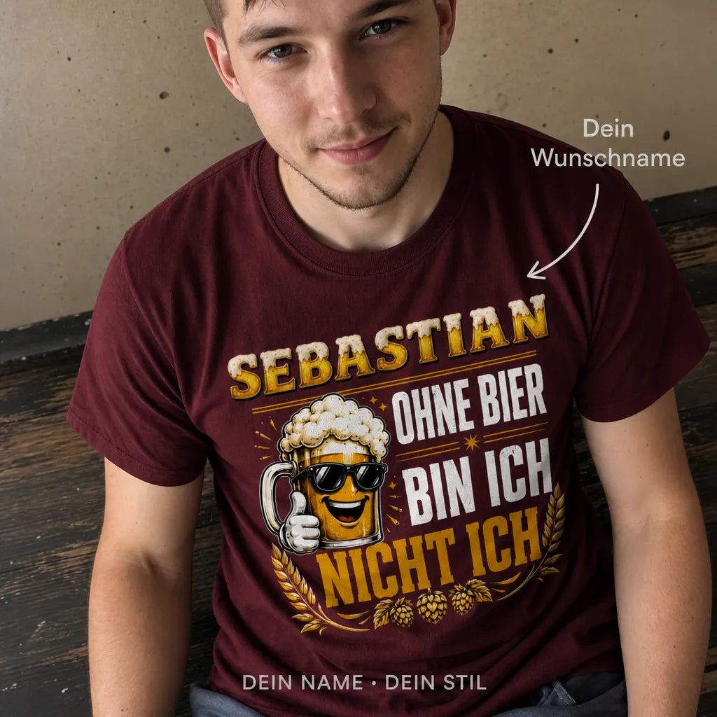Personalisiertes Bier T-Shirt mit Namen - Die Lage ist besäufniserregend