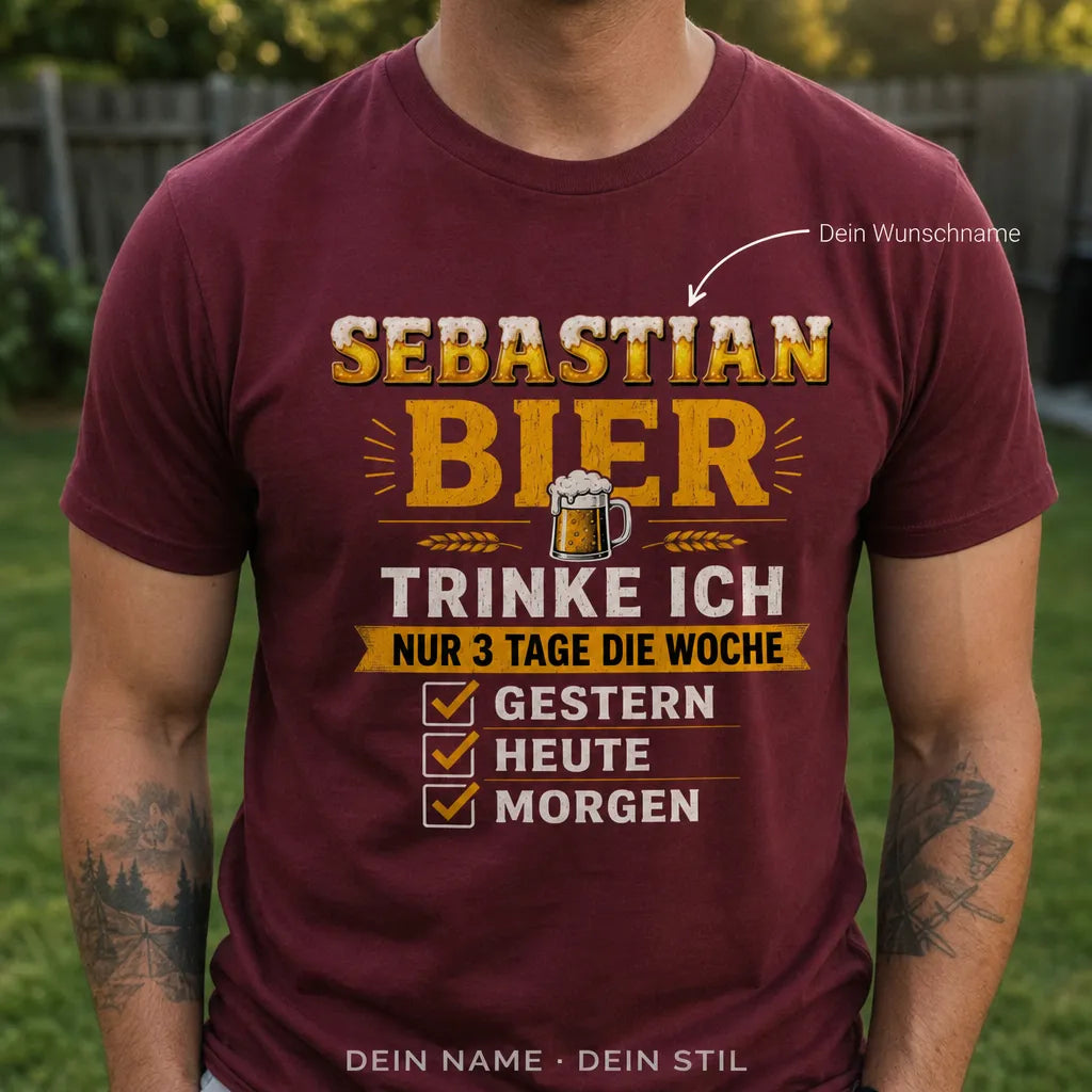 Personalisiertes Fußball Bier T-Shirt mit Namen - Mehr brauch ich nicht