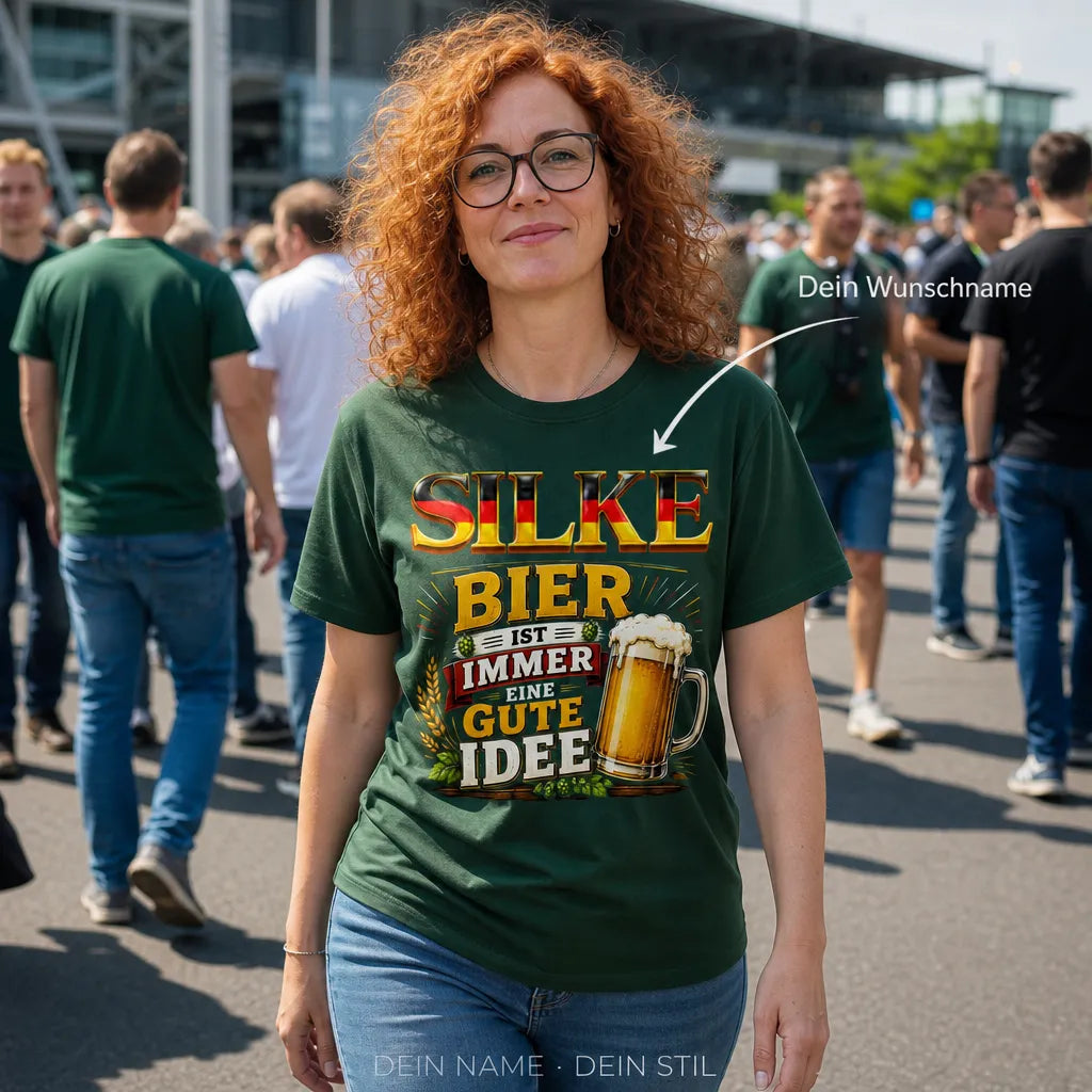 Personalisiertes Fußball Bier T-Shirt mit Namen - Mehr brauch ich nicht