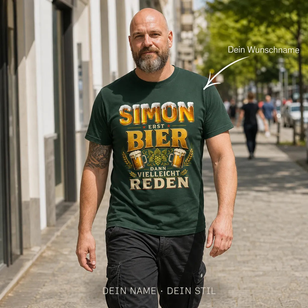 Personalisiertes Fußball Bier T-Shirt mit Namen - Das lobe ich mir