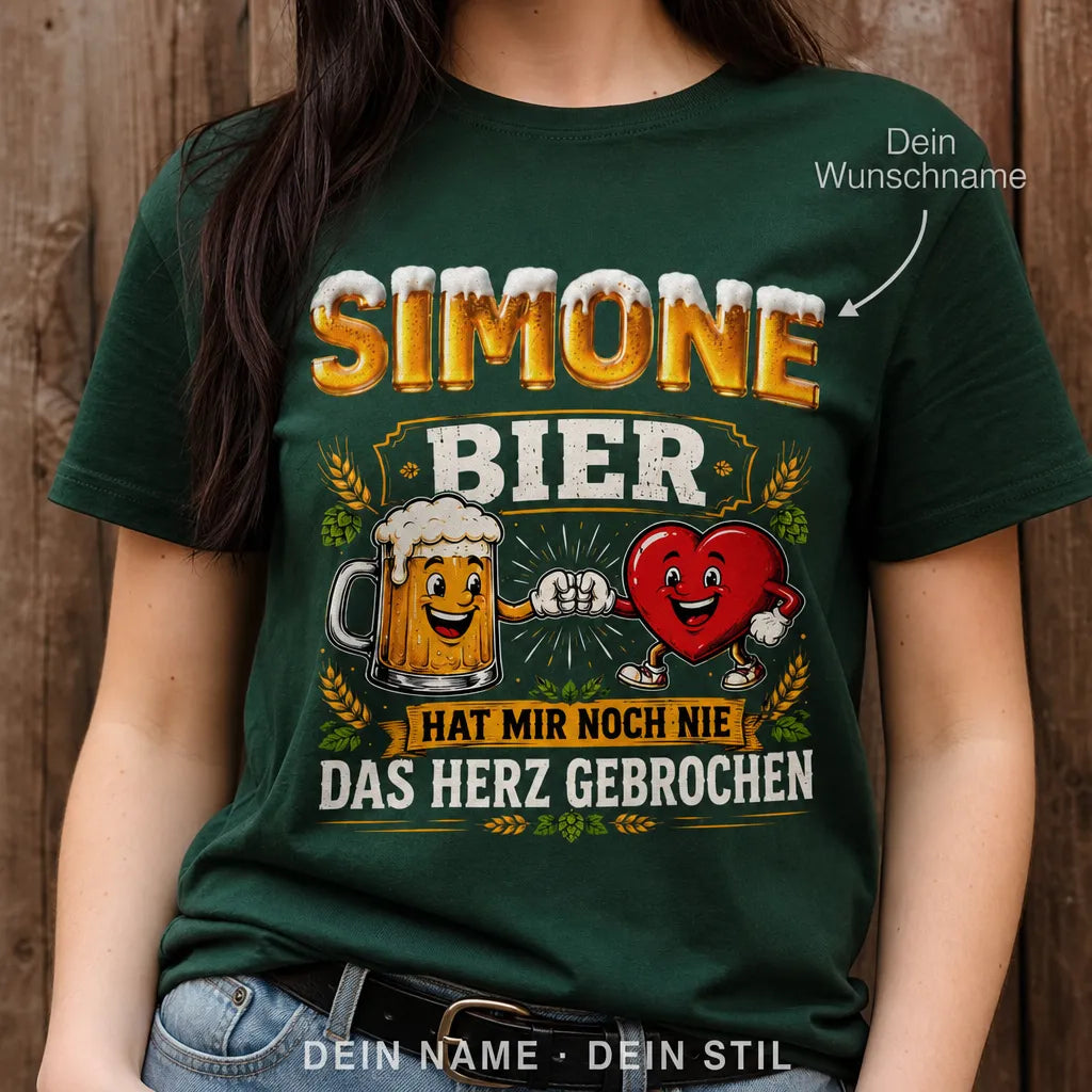 Personalisiertes Bier T-Shirt mit Namen - Hallo Bier, tschüss Probleme