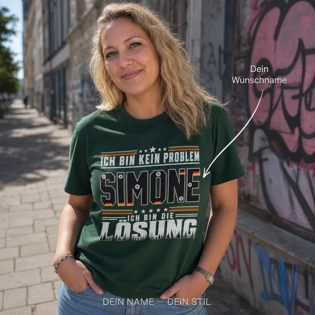 Personalisiertes Deutschland T-Shirt mit Namen - Ich bin die Lösung