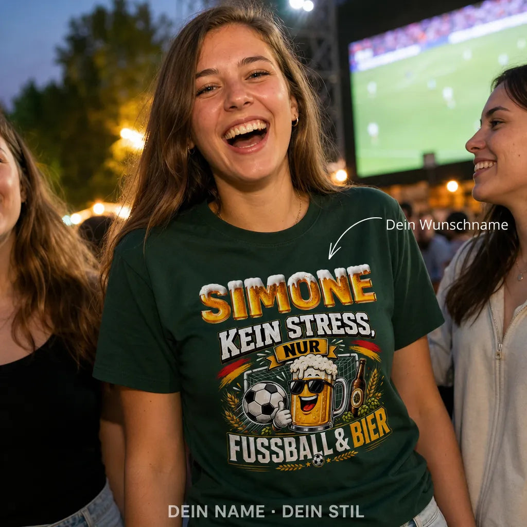 Personalisiertes Fußball Bier T-Shirt mit Namen - Anstoss, Probleme aus!