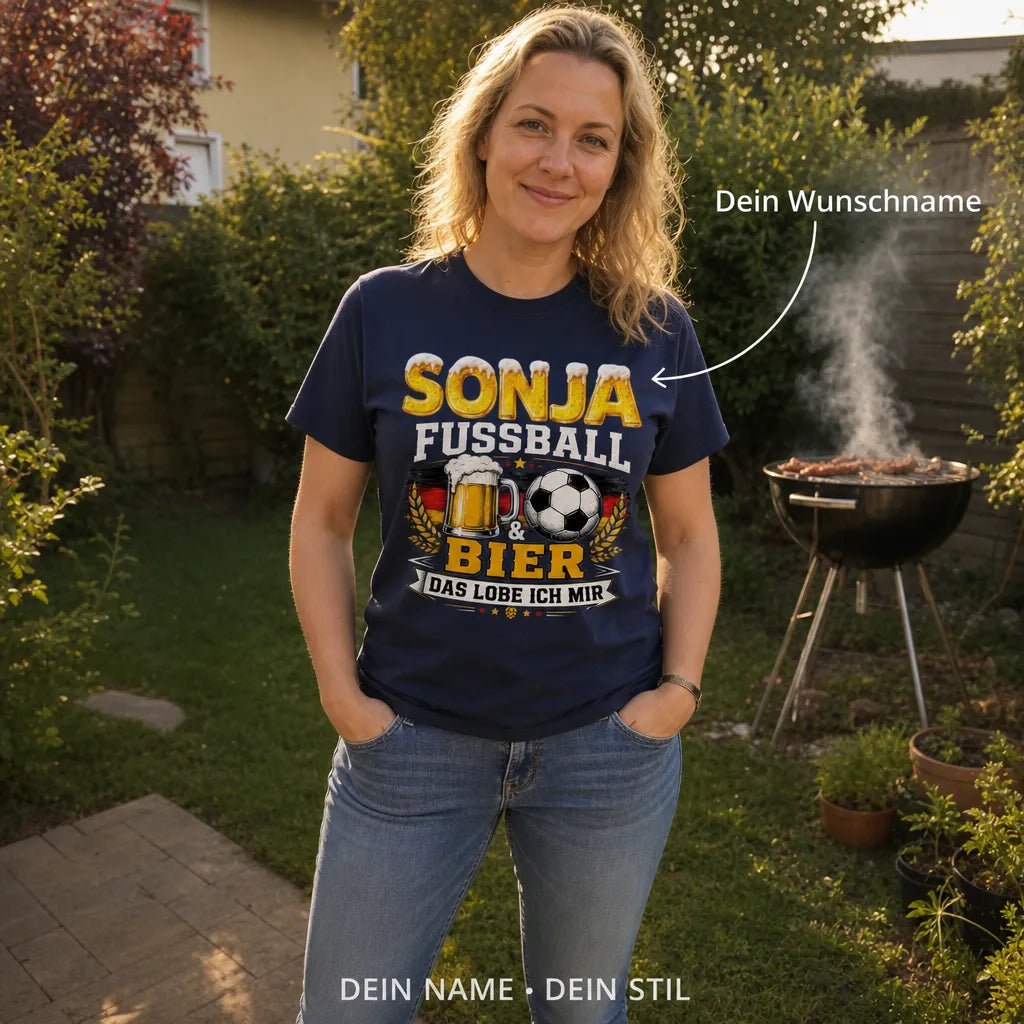 Personalisiertes Fußball Bier T-Shirt mit Namen - Das lobe ich mir