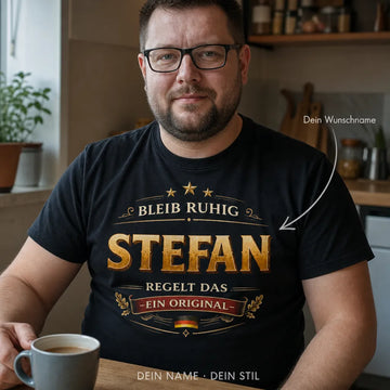 Personalisiertes Original T-Shirt mit Namen - Bleib ruhig, ich regel das