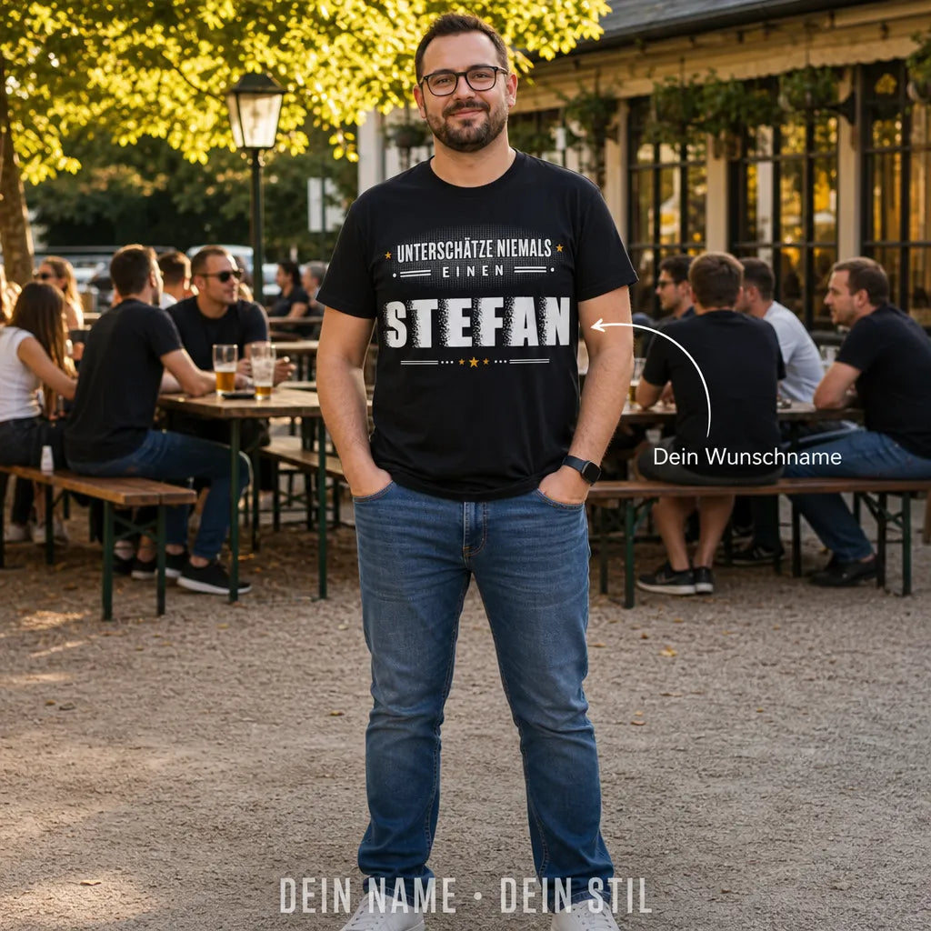 Personalisiertes Spruch T-Shirt mit Namen - Unterschätze mich niemals