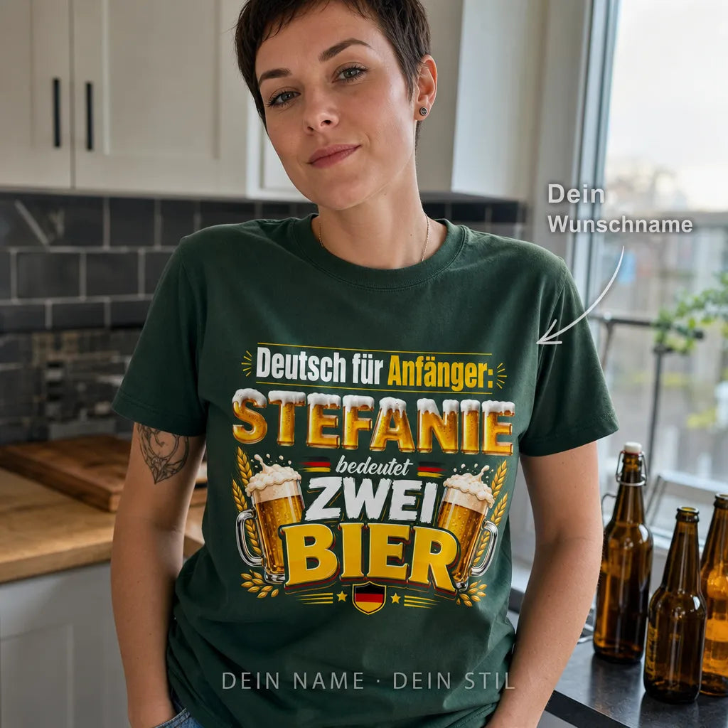 Personalisiertes Bier T-Shirt mit Namen - Schau dir meinen Sixpack an