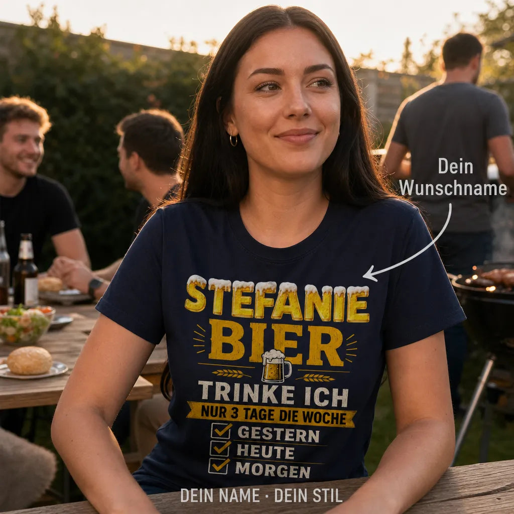Personalisiertes Bier T-Shirt mit Namen - Nur 3 Tage die Woche