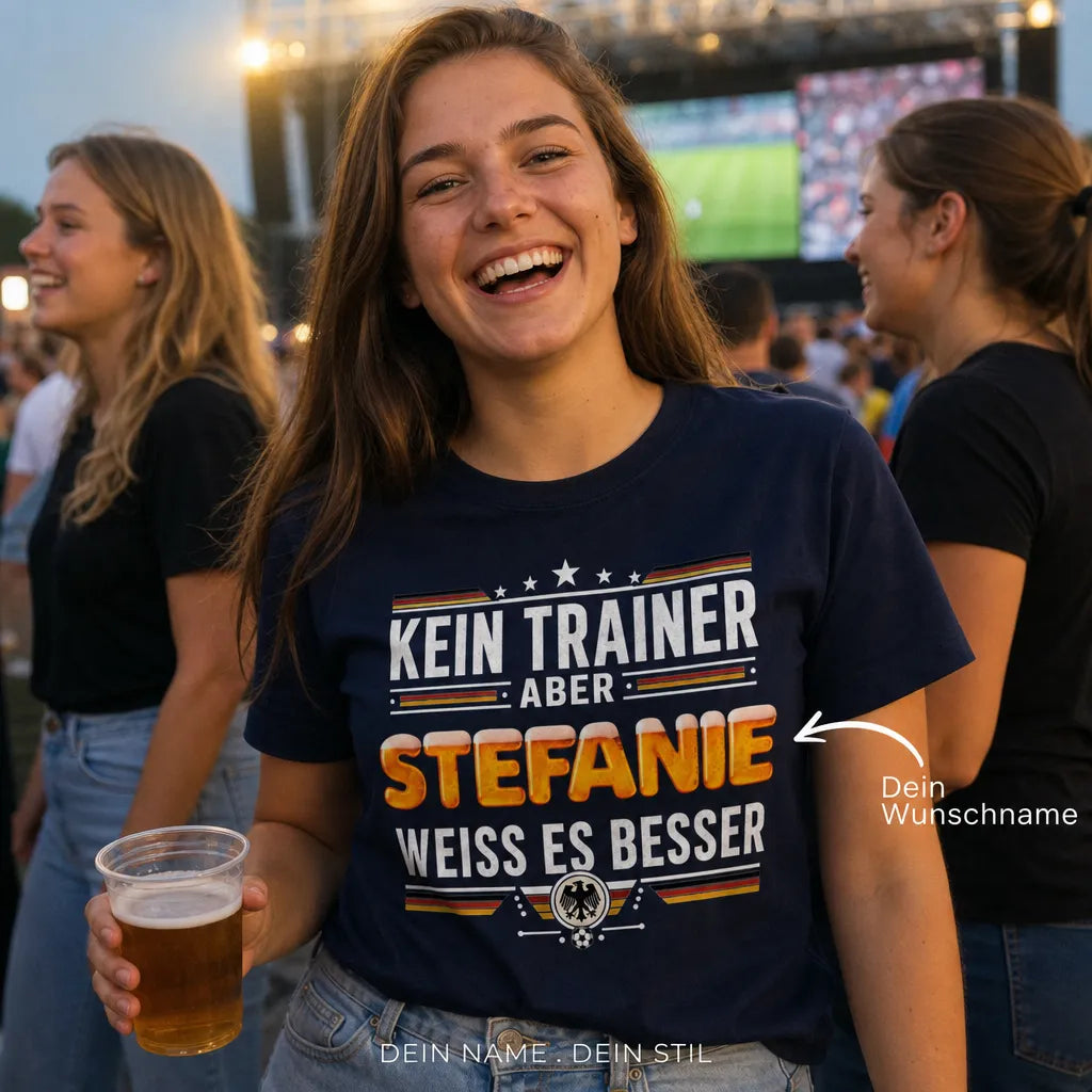 Personalisiertes Fußball T-Shirt mit Namen - Kein Trainer, weiß es besser