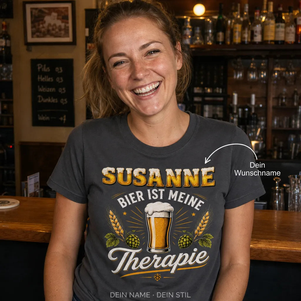 Personalisiertes Bier T-Shirt mit Namen - Ich liebe Bier einfach sehr