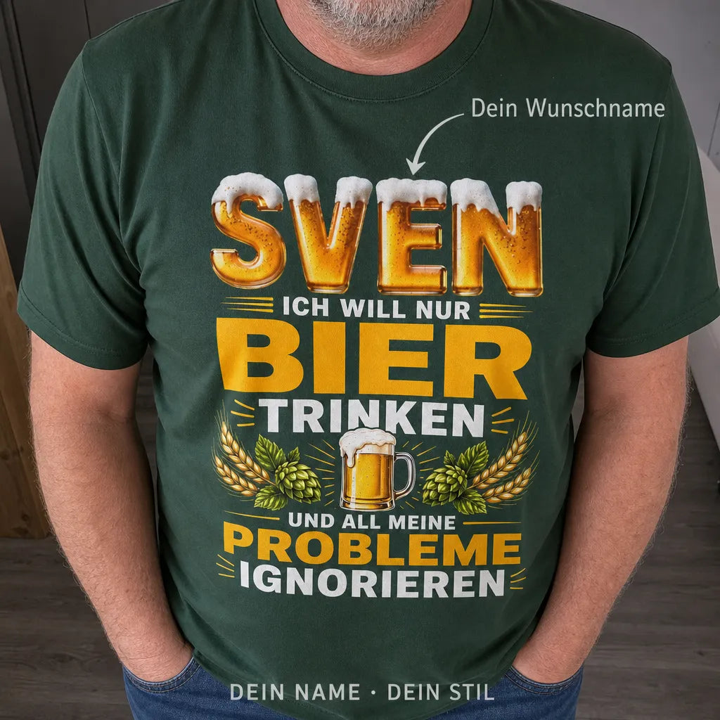 Personalisiertes Bier T-Shirt mit Namen - Gemüse, das ich mag