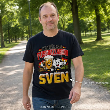 Personalisiertes Fußball Bier T-Shirt mit Namen - Schöner Abend mit Freunden