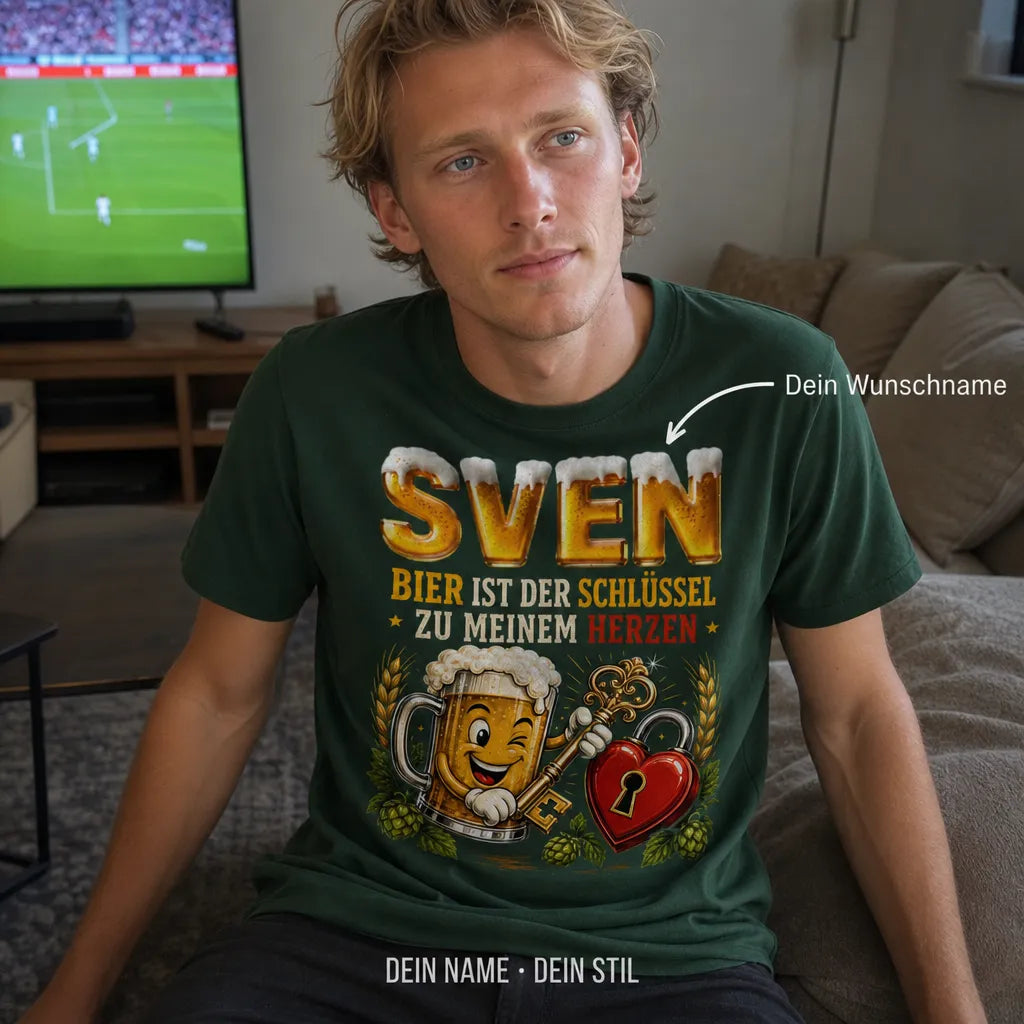 Personalisiertes Fußball Bier T-Shirt mit Namen - Die Kurve, Bier, Mein Leben
