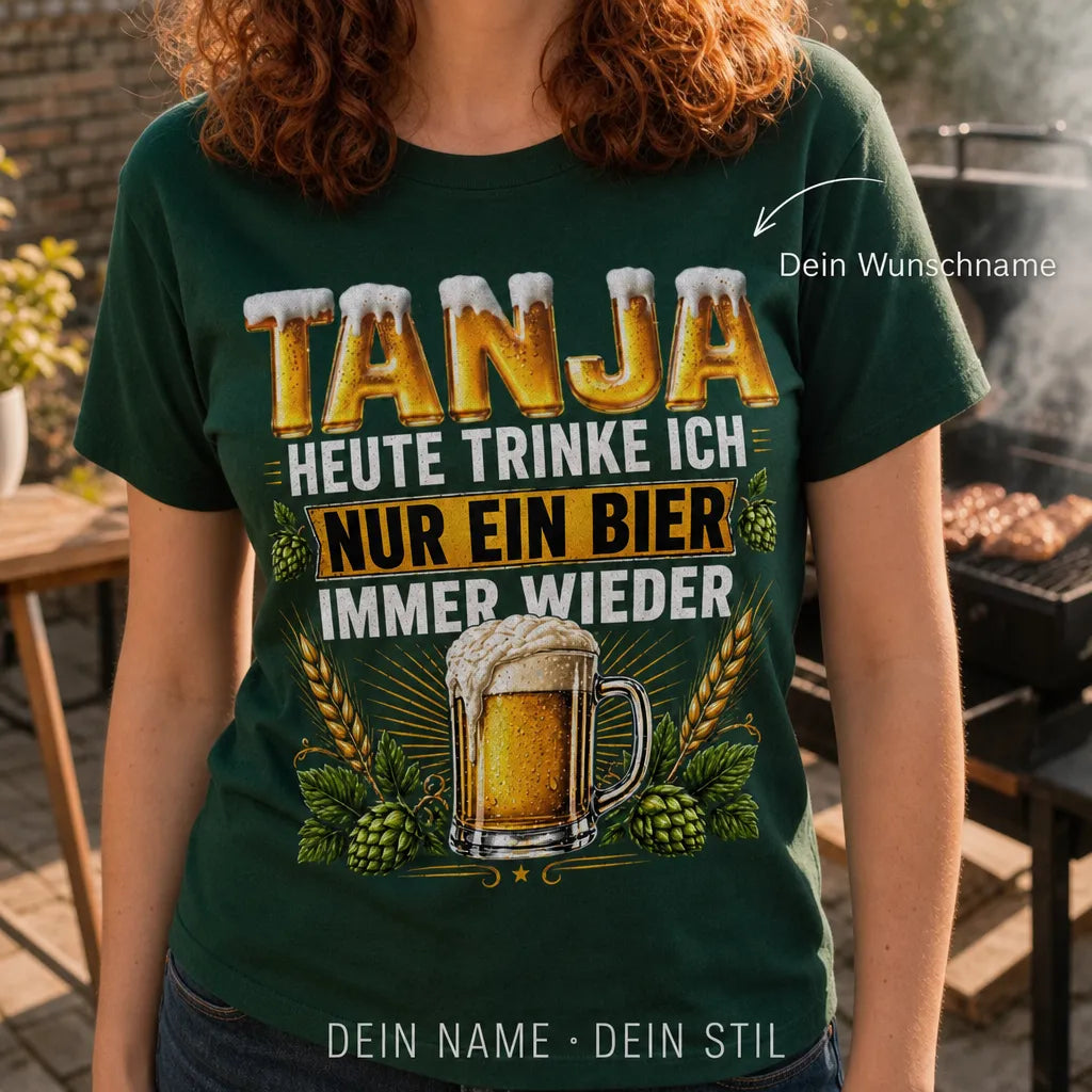 Personalisiertes Bier T-Shirt mit Namen - Ohne Bier keine Meinung