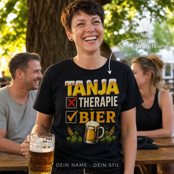 Personalisiertes Bier T-Shirt mit Namen - Kein Therapeut, nur Bier