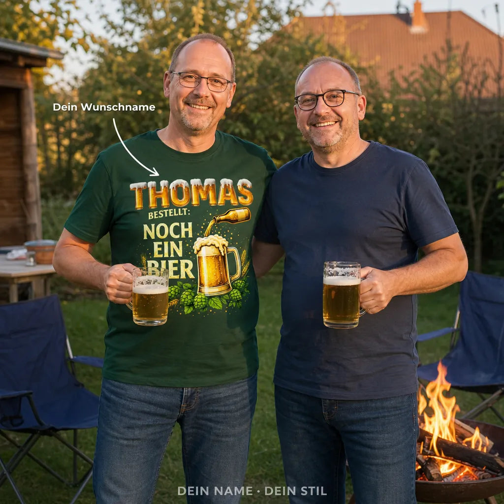 Personalisiertes Ruhestand Bier T-Shirt mit Namen - Im Ruhestand, Bier in der Hand