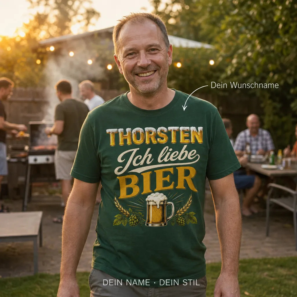 Personalisiertes Bier T-Shirt mit Namen - Ich liebe es einfach