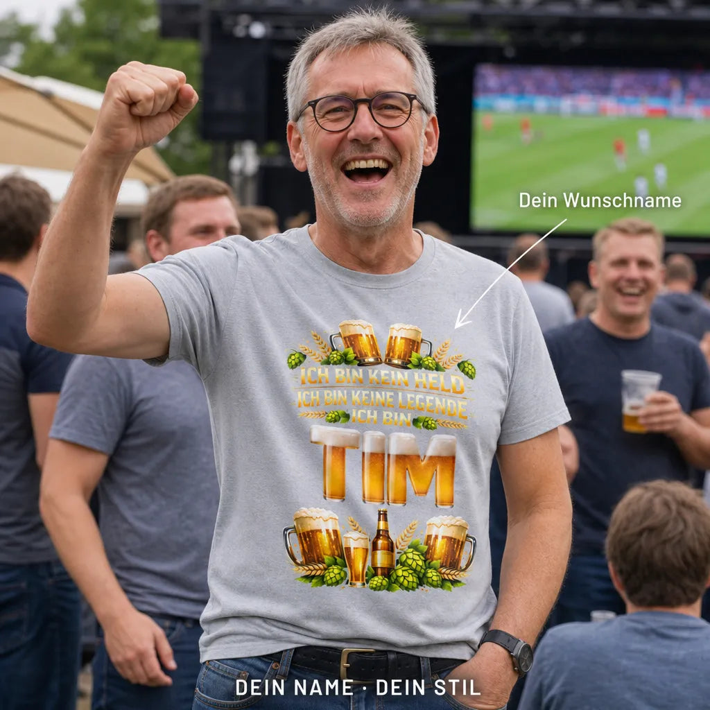 Personalisiertes Fußball Bier T-Shirt mit Namen - Fussball. Bier. Deutschland.