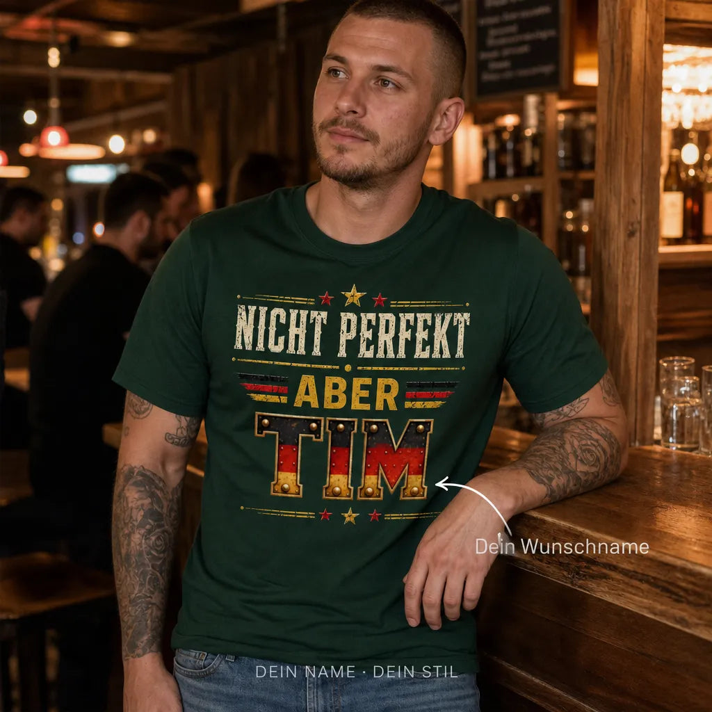 Personalisiertes Humor T-Shirt mit Namen - Nicht perfekt, aber einzigartig