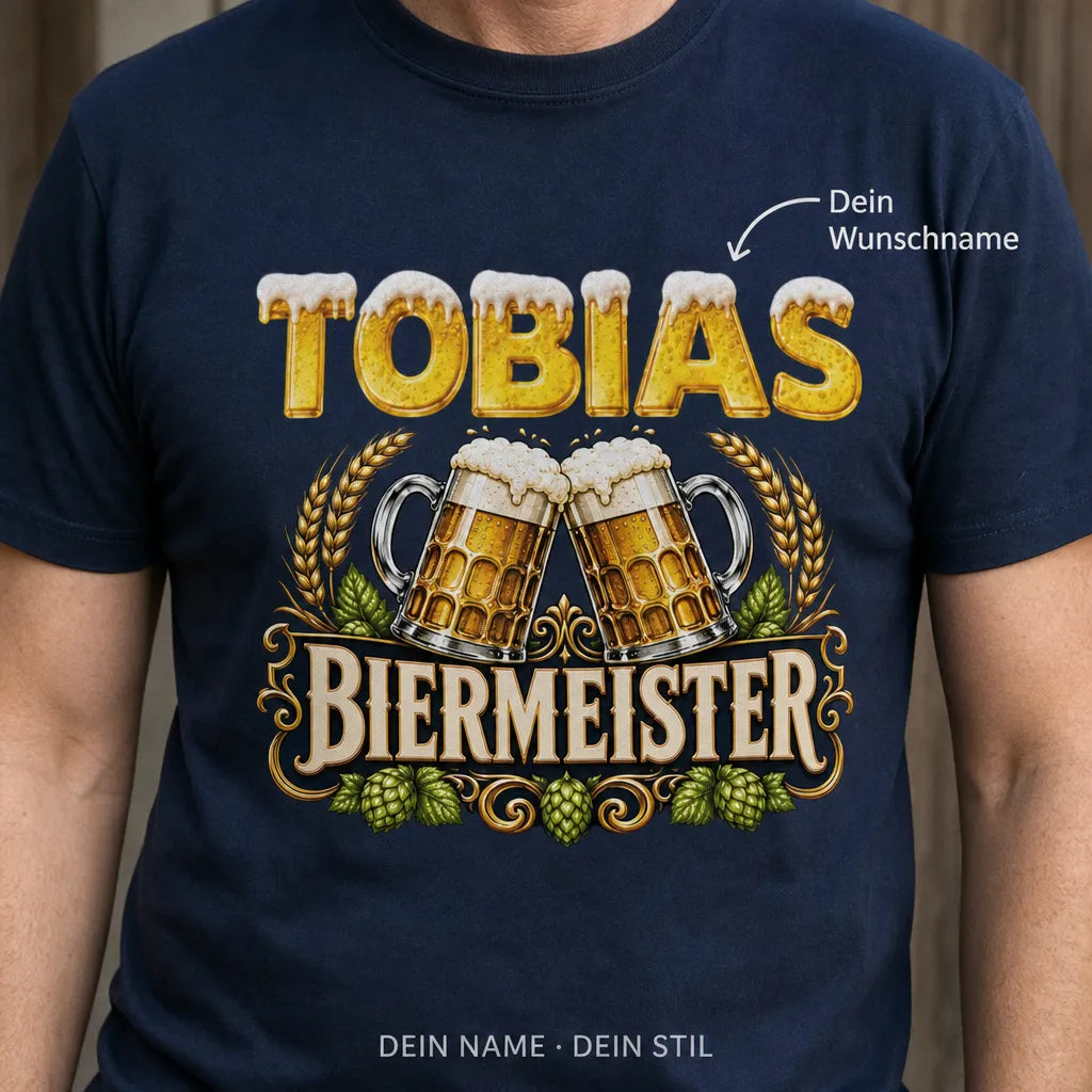 Personalisiertes Bier T-Shirt mit Namen - Der wahre Biermeister