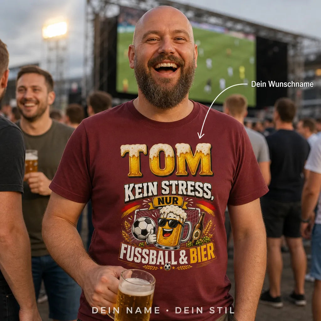 Personalisiertes Bier Fußball T-Shirt mit Namen - Mein Trainingsplan ist klar