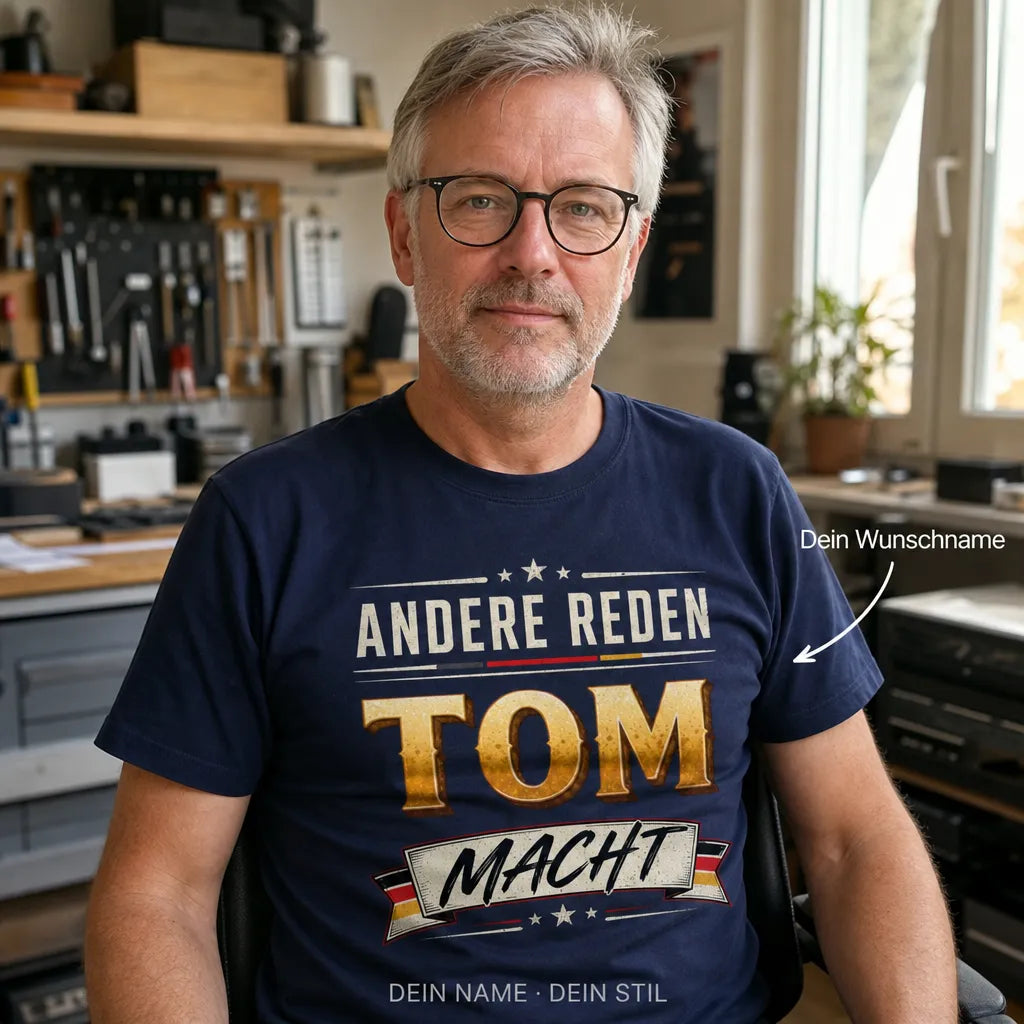 Personalisiertes Spruch T-Shirt mit Namen - Andere reden, du machst